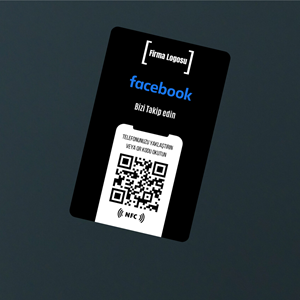 NFC ve QR Kodlu Facebook Takip Kartı ( black )