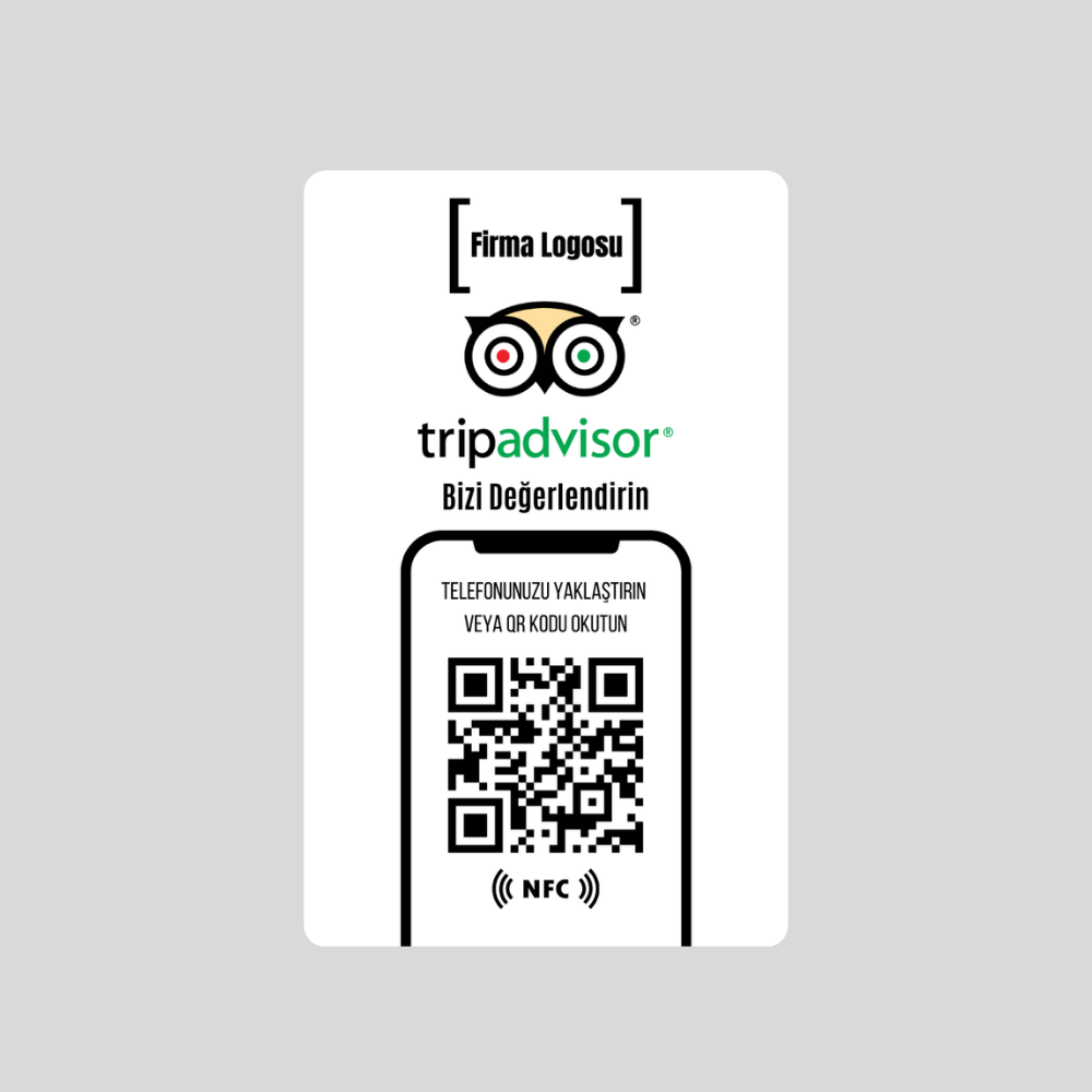 NFC ve QR Kodlu Tripadvisor Yorum ve Puanlama Kartı