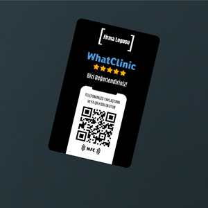 NFC ve QR Kodlu WhatClinic Yorum ve Puanlama Kartı ( black )