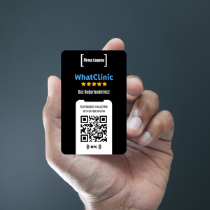 NFC ve QR Kodlu WhatClinic Yorum ve Puanlama Kartı ( black )