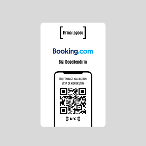 NFC ve QR Kodlu Booking.com Yorum ve Puanlama Kartı