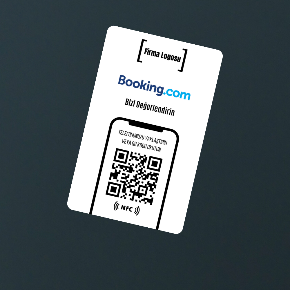NFC ve QR Kodlu Booking.com Yorum ve Puanlama Kartı