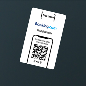 NFC ve QR Kodlu Booking.com Yorum ve Puanlama Kartı