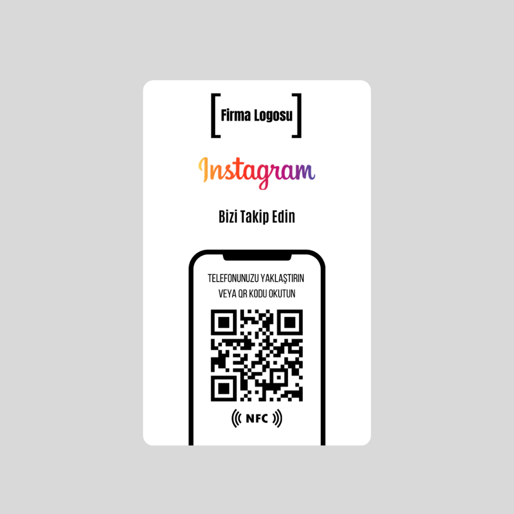 NFC ve QR Kodlu İnstagram Takip Kartı