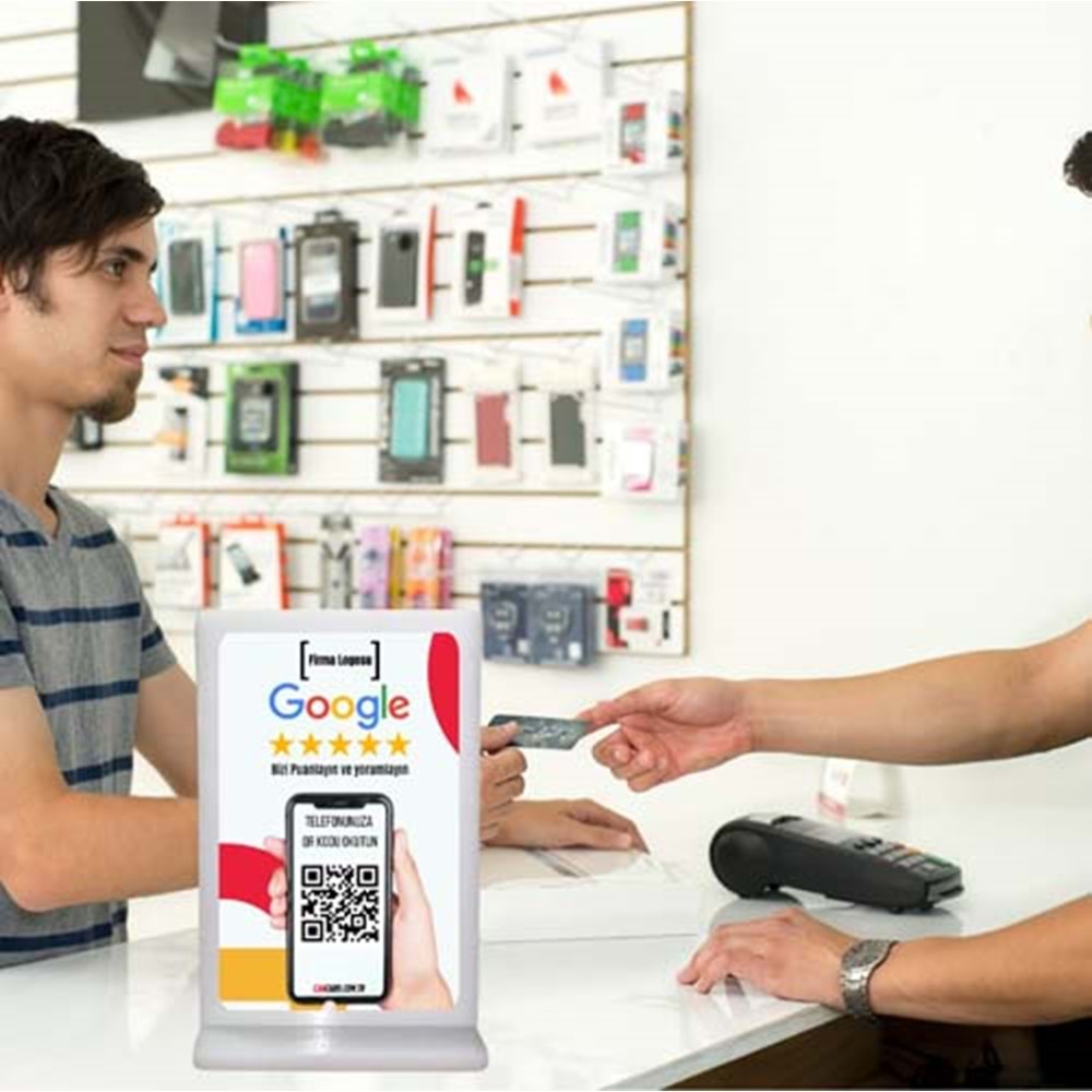 QR Kodlu google Yorum ve Puanlama standı