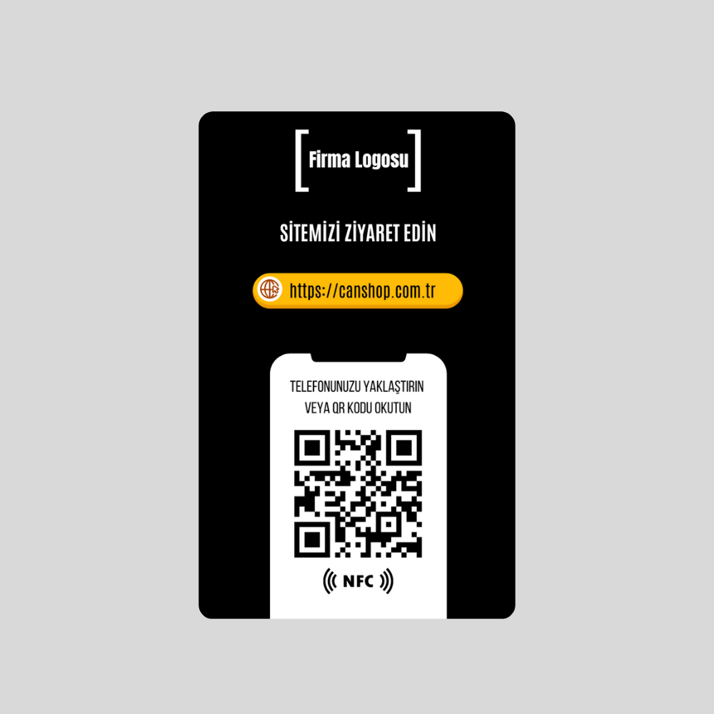NFC ve QR Kodlu sitenize yönlendirme kartı (black)