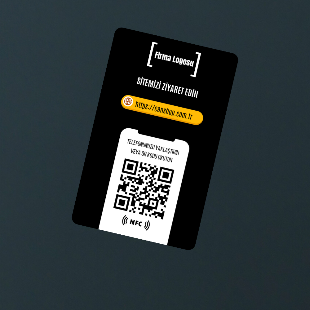 NFC ve QR Kodlu sitenize yönlendirme kartı (black)