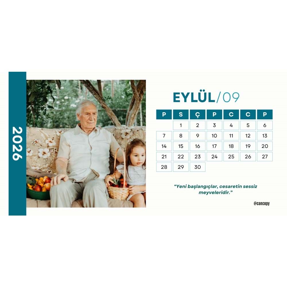 Kişiye Özel Takvim ( 18cm x 9cm ) 13 adet