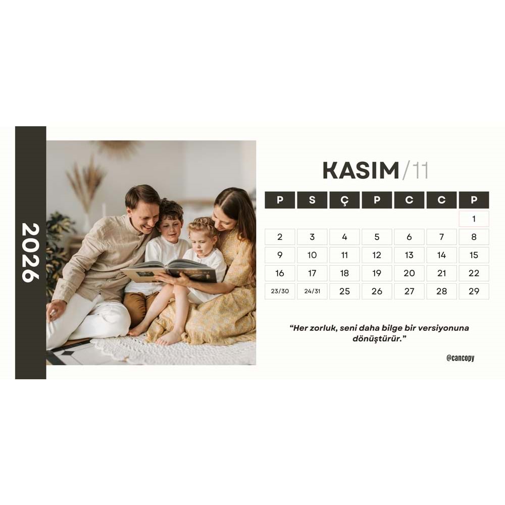 Kişiye Özel Takvim ( 18cm x 9cm ) 13 adet