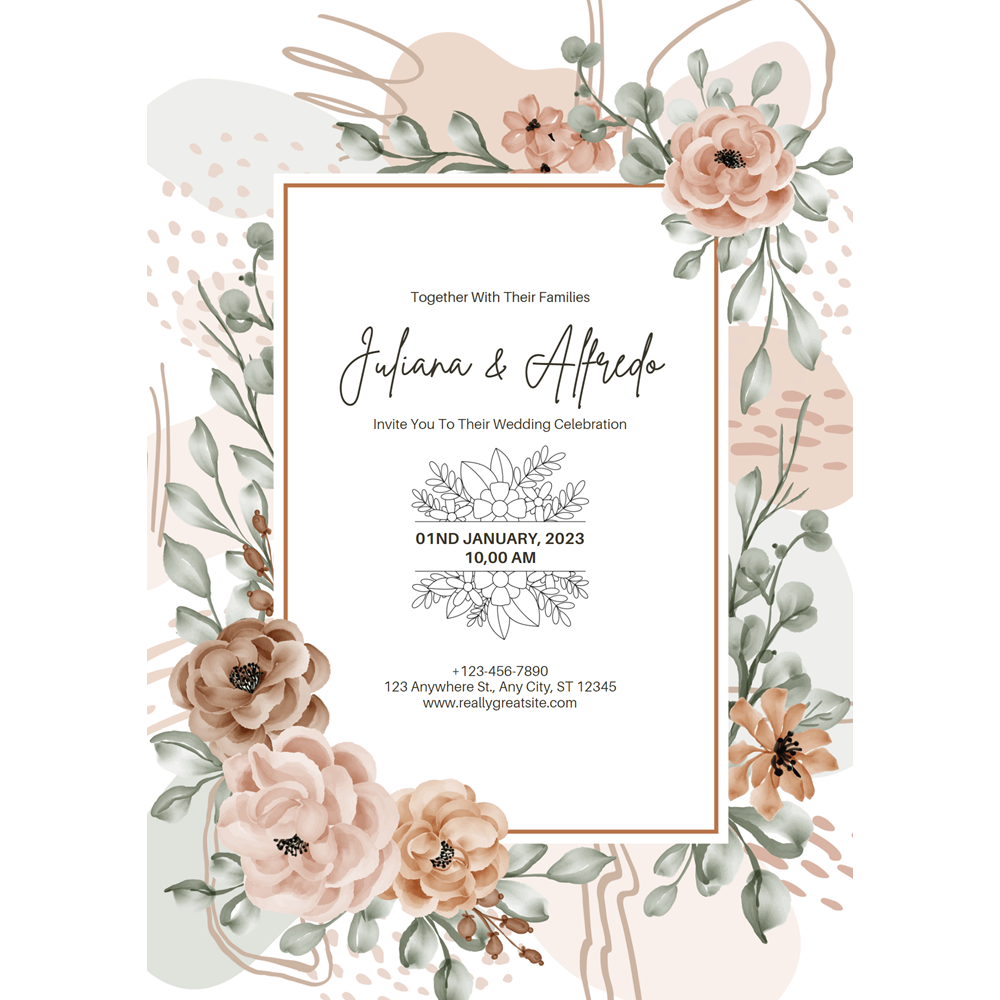 white pink abstract wedding invitation