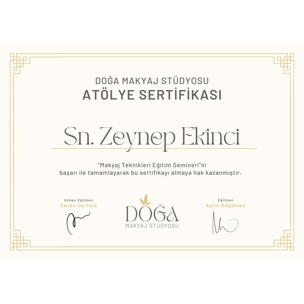 Altın ve Bej Estetik Şık Atölye Sertifikası ( A4 - 300 gr )
