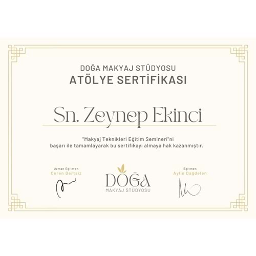 Altın ve Bej Estetik Şık Atölye Sertifikası ( A4 - 300 gr )