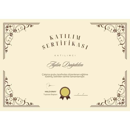 Bej ve Kahverengi Modern Sade Yatay A4 Başarı Sertifikası