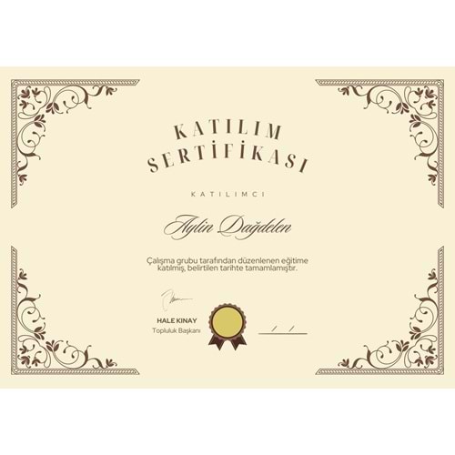 Bej ve Kahverengi Modern Sade Yatay A4 Başarı Sertifikası ( A4 - 200 gr )