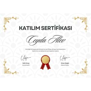 Beyaz ve Sarı Etkinlik Katılım Sertifikası ( A4 - 300 gr )