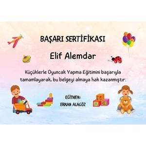 Çocuk Başarı Sertifikası Oyuncak Yapma Eğitimi Renkli Sertifika ( A4 - 300 gr )
