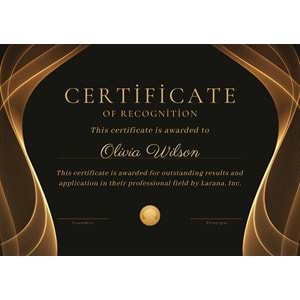 Gold Black Elegant Certificate Of Recognition ( A4 - 300 gr )