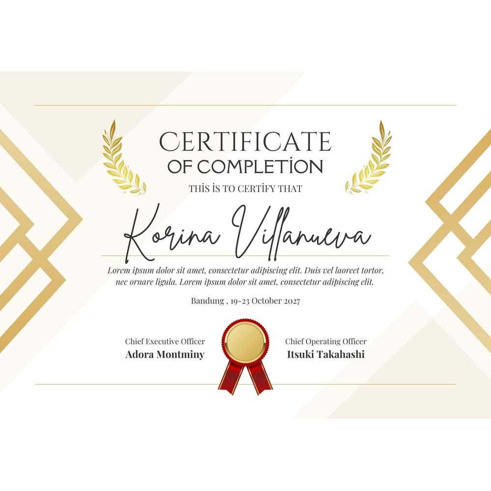 Gold Luxury Certificate Of Completion ( A4 - 300 gr )