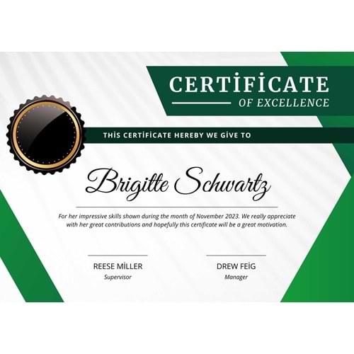 Green and White Minimalist Employee of the Month Certificate ( A4 - 200 gr )