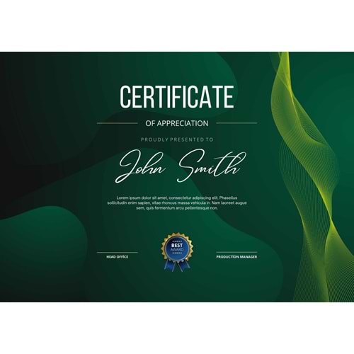 Green Elegant Certificate of Achievement ( A4 - 200 gr )