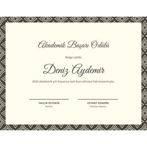 Kahverengi Arabesk Desen Akademik Sertifika ( A4 - 300 gr )