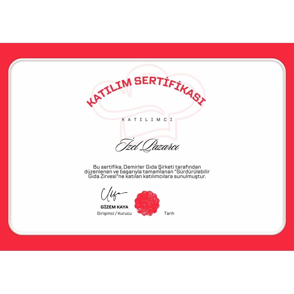 Kırmızı ve Beyaz Modern Yatay A4 Katılım Sertifikası ( A4 - 300 gr )