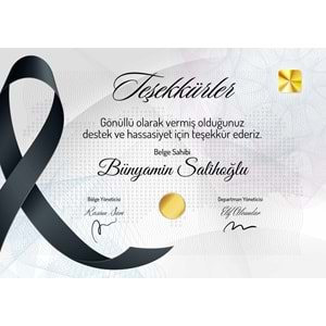 Siyah Gri Dikkat Çekici Teşekkürler Sertifika ( A4 - 300 gr )