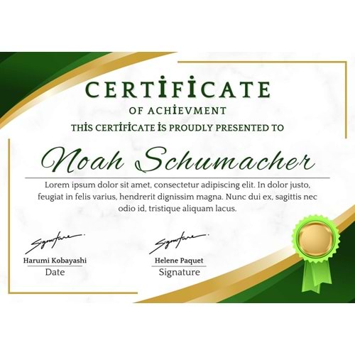 White Green And Yellow Modern Award Certificate ( A4 - 200 gr )