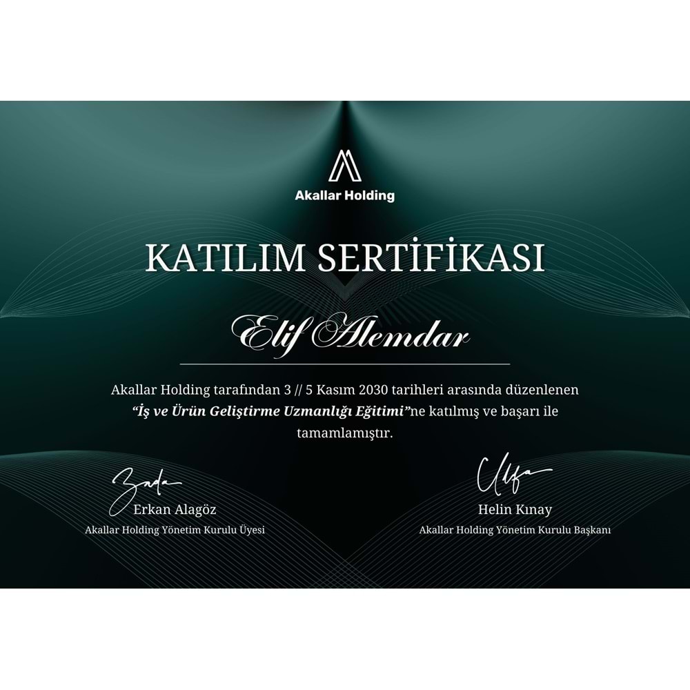 Yeşil Şık Modern Katılım Sertifikası ( A4 - 300 gr )