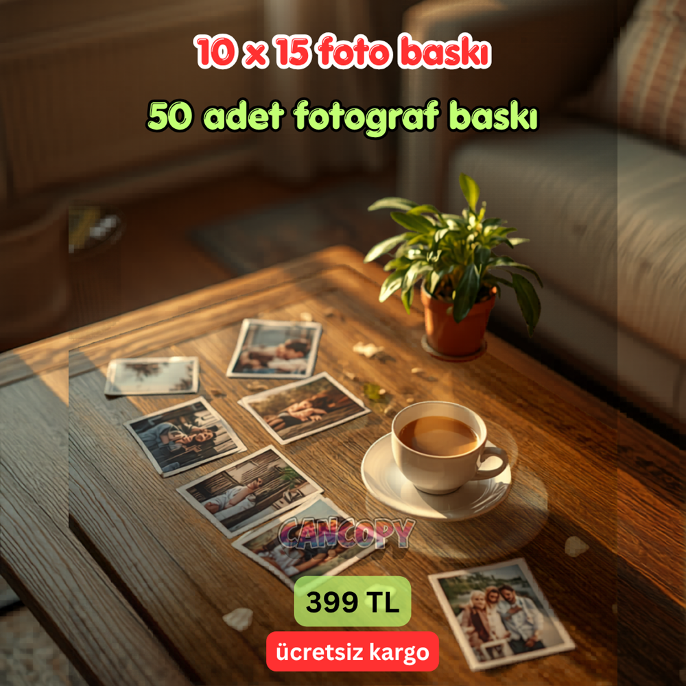 50 Adet 10x15 cm Premium Fotoğraf Baskı Seti - Parlak Fotoğraf Kağıdı