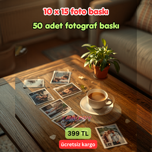50 Adet 10x15 cm Premium Fotoğraf Baskı Seti - Parlak Fotoğraf Kağıdı