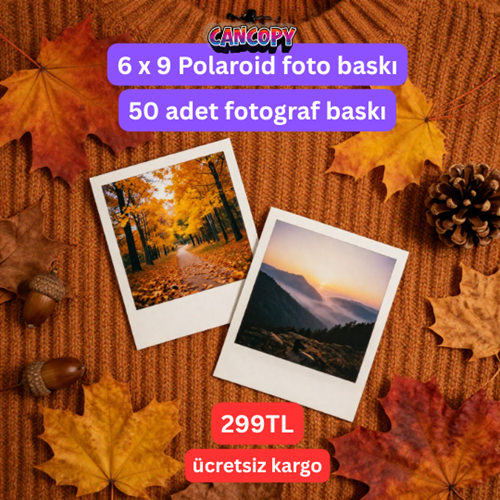 Cancopy 6x9 cm Polaroid Fotoğraf Baskı Seti (50 Adet) - Ücretsiz Kargo