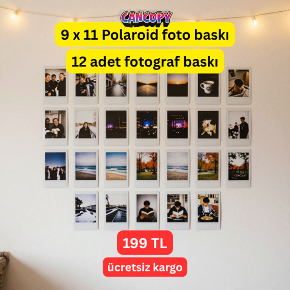 Cancopy 12 Adet Polaroid Fotoğraf Baskı Seti 9x11 cm - Ücretsiz Kargo