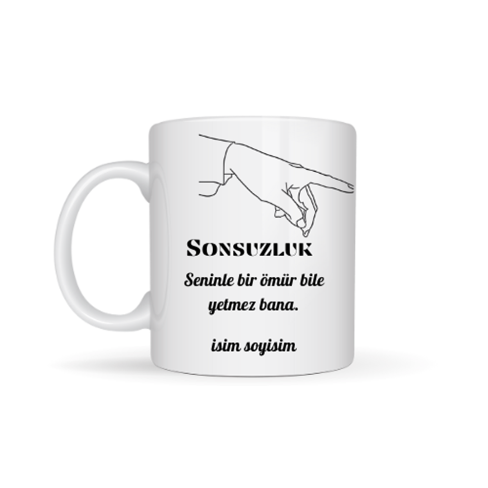 Sevgiliye özel sonsuzluk temalı kupa bardak