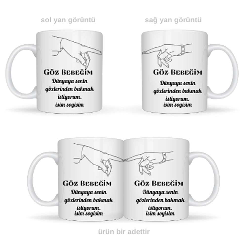 Sevgiliye özel göz bebeğim temalı kupa bardak