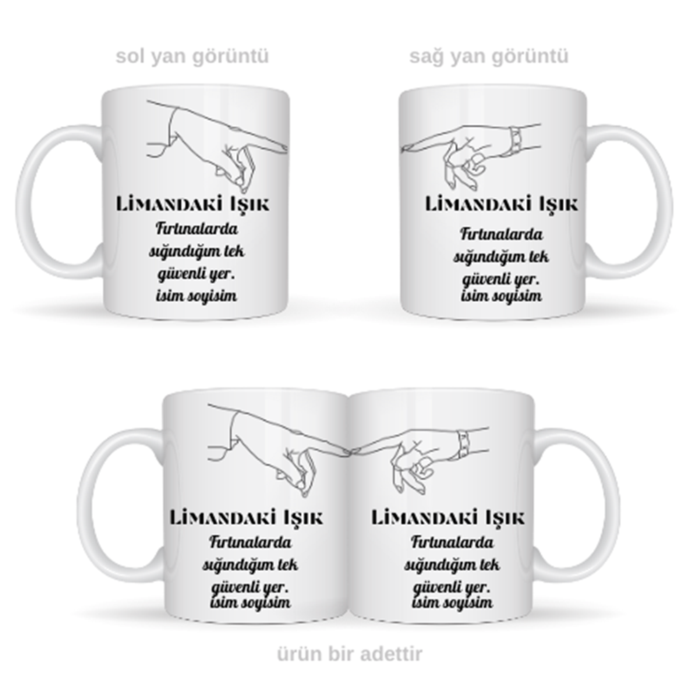 Sevgiliye özel limandaki ışık temalı kupa bardak