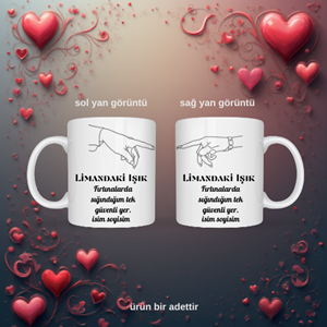 Sevgiliye özel limandaki ışık temalı kupa bardak