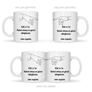 Sevgiliye özel dua m temalı kupa bardak