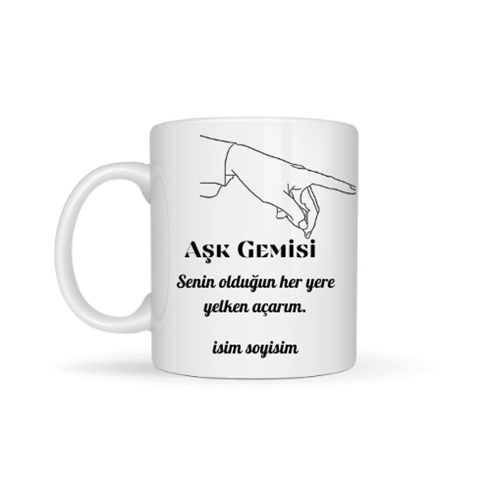 Sevgiliye özel aşk gemisi temalı kupa bardak