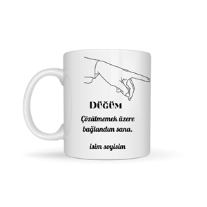 Sevgiliye özel düğüm temalı kupa bardak