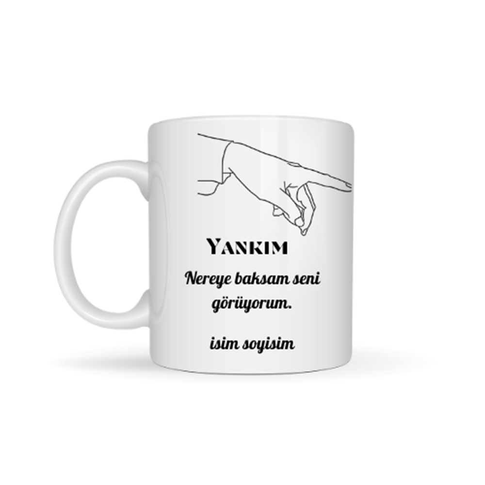 Sevgiliye özel yankım temalı kupa bardak