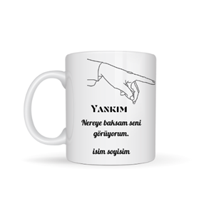 Sevgiliye özel yankım temalı kupa bardak