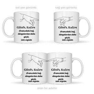 Sevgiliye özel gönül bağım temalı kupa bardak