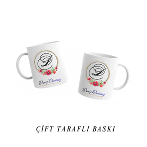 Kişiye Özel D Harfi ve İsim Yazılı Kupa Bardak