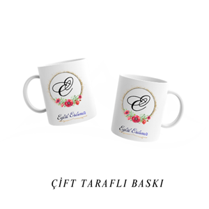 Kişiye Özel E Harfi ve İsim Yazılı Kupa Bardak