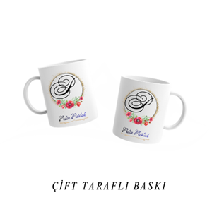 Kişiye Özel P Harfi ve İsim Yazılı Kupa Bardak