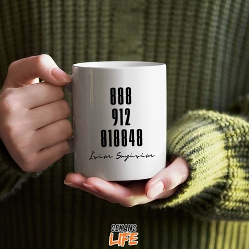 Sonsuz Aşk Sayı Sekans kişiye özel kupa bardak