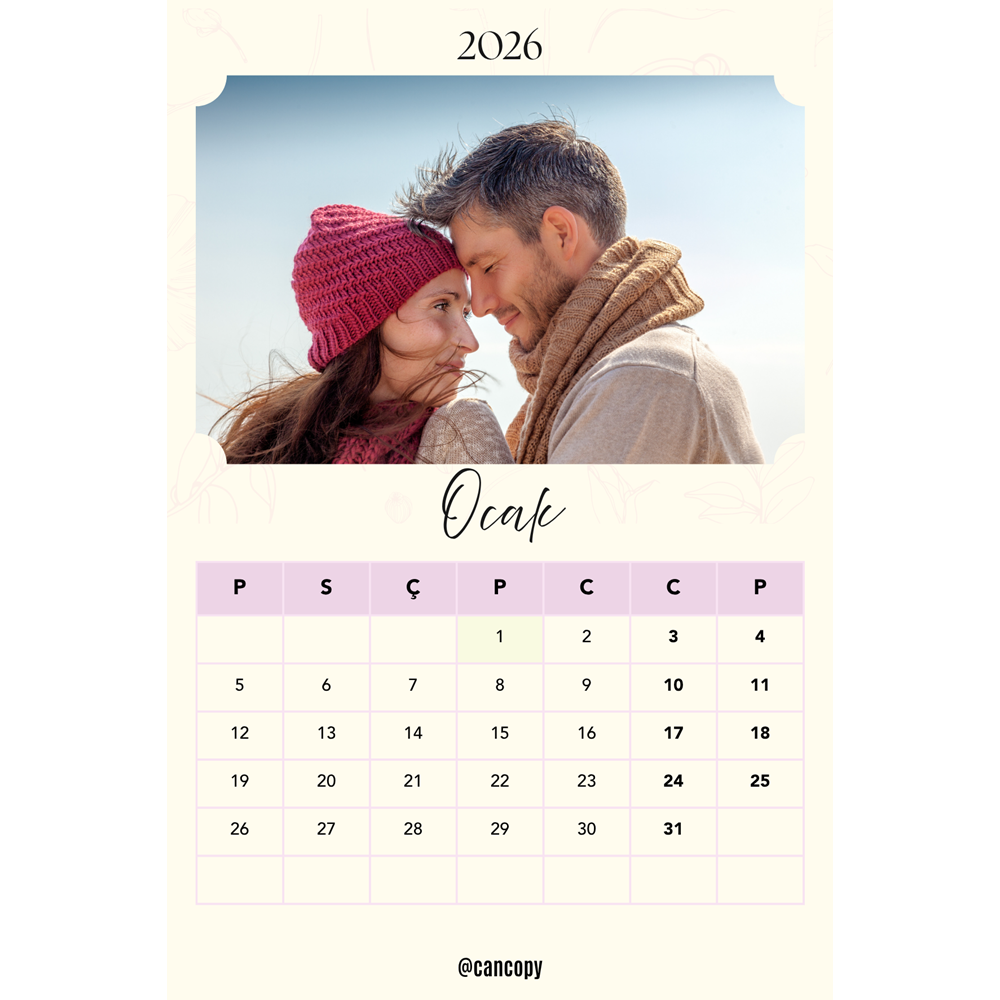 Kişiye Özel Takvim ( 10cm x 15cm ) 12 adet